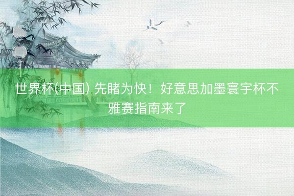 世界杯(中国) 先睹为快！好意思加墨寰宇杯不雅赛指南来了