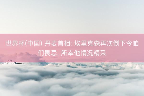 世界杯(中国) 丹麦首相: 埃里克森再次倒下令咱们畏忌, 所幸他情况精采