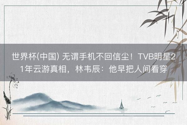 世界杯(中国) 无谓手机不回信尘!TVB明星21年云游真相,林韦辰:他早把人间看穿