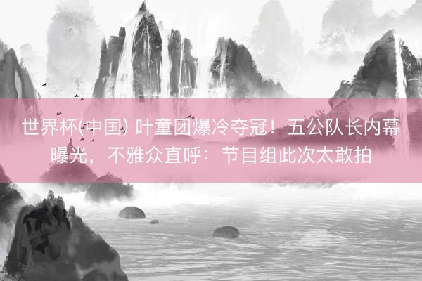 世界杯(中国) 叶童团爆冷夺冠！五公队长内幕曝光，不雅众直呼：节目组此次太敢拍