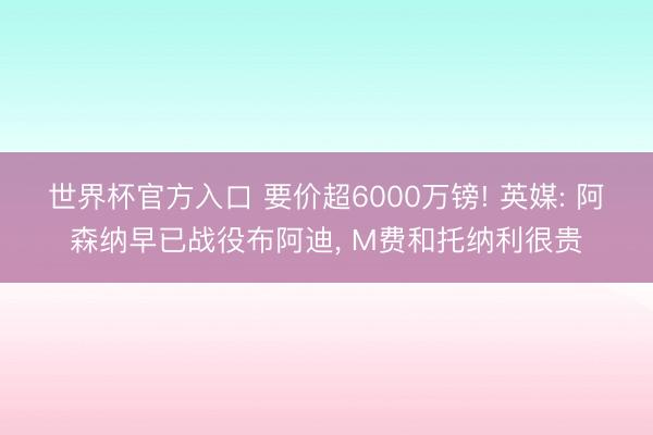 世界杯官方入口 要价超6000万镑! 英媒: 阿森纳早已战役布阿迪， M费和托纳利很贵