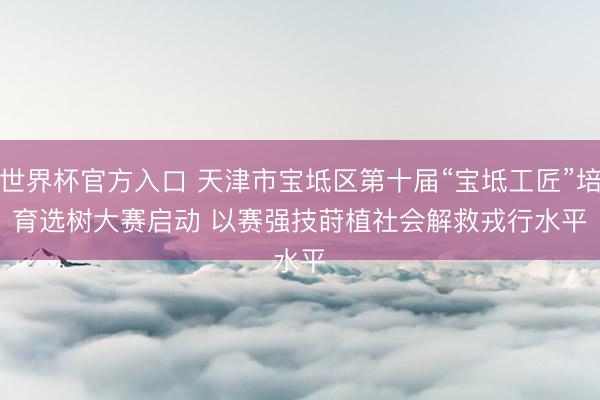 世界杯官方入口 天津市宝坻区第十届“宝坻工匠”培育选树大赛启动 以赛强技莳植社会解救戎行水平