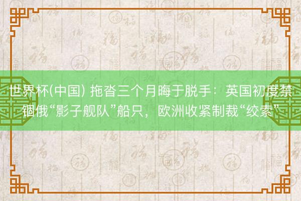 世界杯(中国) 拖沓三个月晦于脱手：英国初度禁锢俄“影子舰队”船只，欧洲收紧制裁“绞索”