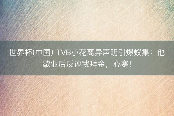 世界杯(中国) TVB小花离异声明引爆蚁集：他歇业后反诬我拜金，心寒！